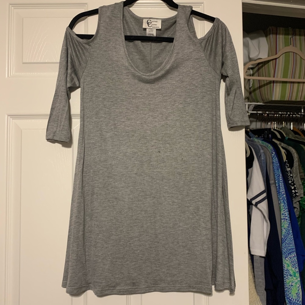 Gray 3/4 Sleeve off shoulder dress
